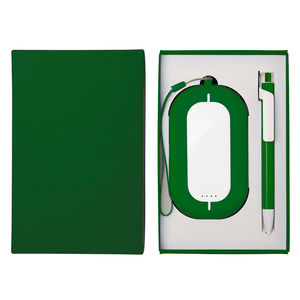 Набор SEASHELL-2:универсальное зарядное устройство(6000 mAh) и ручка в подарочной коробке,зеленый
