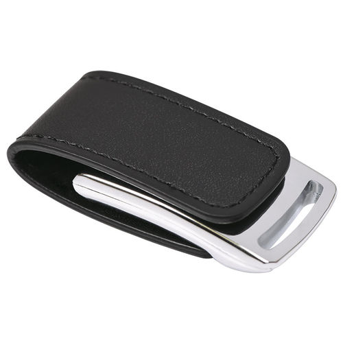 USB flash-карта Lerix (8Гб), черный, 6х2,5х1,3см, металл, искусственная кожа