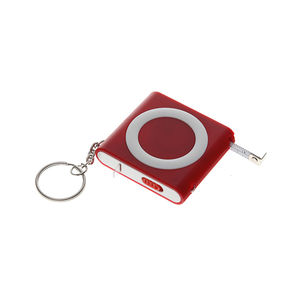 Брелок-рулетка (1м) с фонариком; красная, 5х5х1,2см, пластик