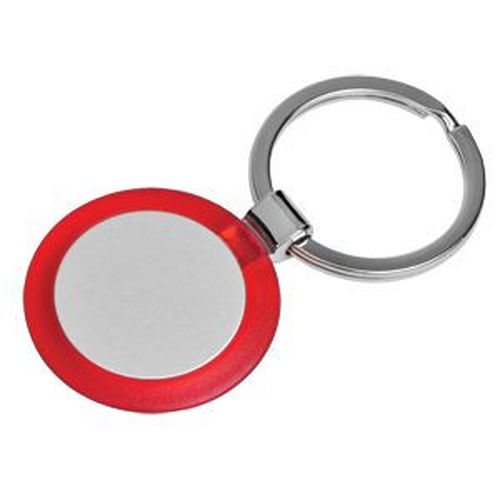 Брелок Круг красный; 3,5х3,5х0,5 см; металл, пластик; лазерная гравировка