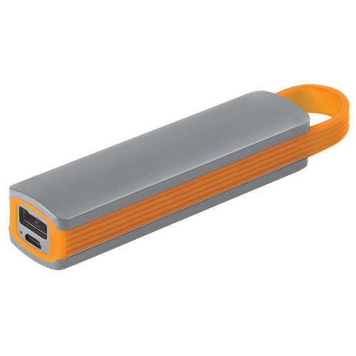 Универсальное зарядное устройство Fancy (2200mAh), серый с оранжевым, 12,9х2,7х2,2 см,пластик