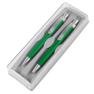 SUMO SET, набор в футляре: ручка шариковая и карандаш механический, зеленый/серебристый, металл/плас