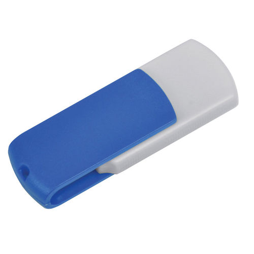 USB flash-карта Easy (8Гб),белая с синим, 5,7х1,9х1см,пластик