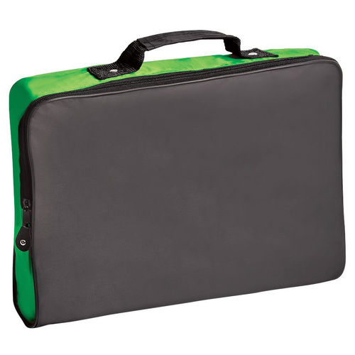 Конференц-сумка Folder; черный с зеленым; 39,5х30х5 см; полиэстер; шелкография