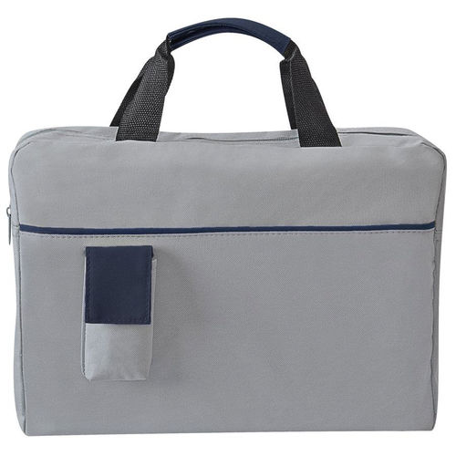 Конференц-сумка Sense; серый с синим; 37х27x8 см; полиэстер; шелкография