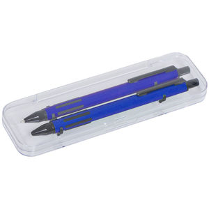 FUTURE, набор ручка и карандаш в прозрачном футляре, синий, металл/пластик