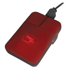 Мышь компьютерная; красный; 5х8,5х1см; прорезиненный пластик; лазерная 