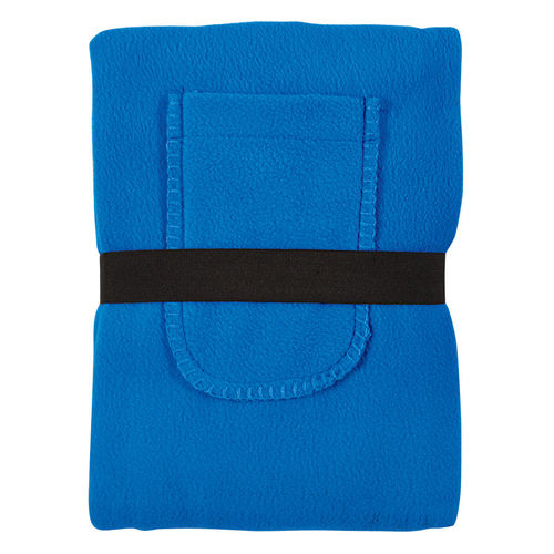 Плед Уютный с карманами для ног; синий, 130x150 см; флис 260 гр/м2; 