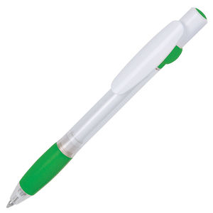 ALLEGRA SWING, ручка шариковая, зеленый/белый, прозрачный корпус, белый барабанчик, пластик