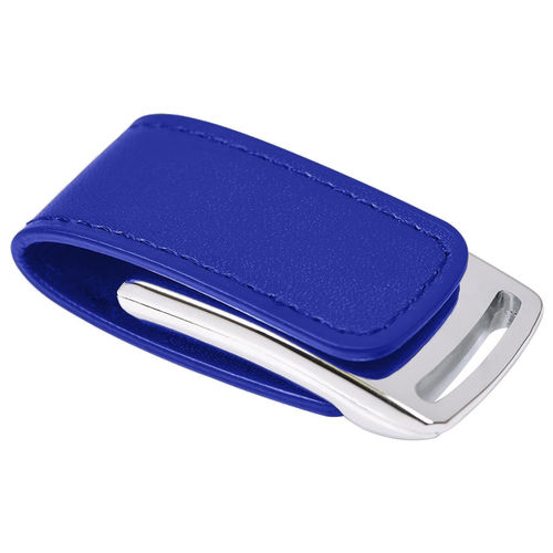 USB flash-карта Lerix (8Гб), темно-синий, 6х2,5х1,3см, металл, искусственная кожа