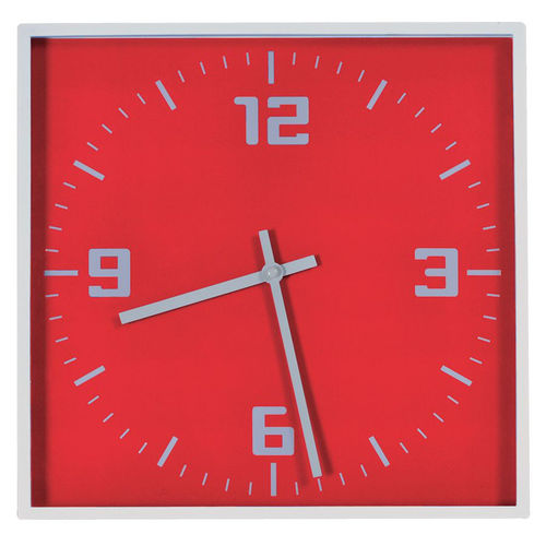 Часы настенные КВАДРАТ; красный, 30*30 см; пластик; без элементов питания
