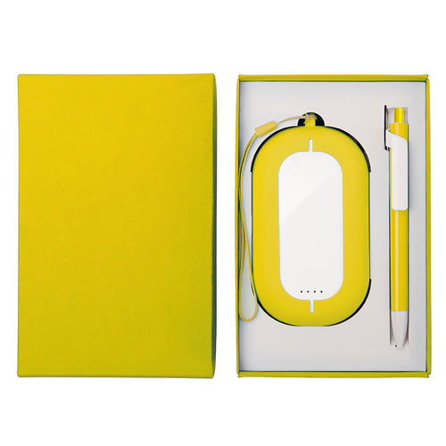 Набор SEASHELL-2:универсальное зарядное устройство(6000 mAh) и ручка в подарочной коробке,желтый