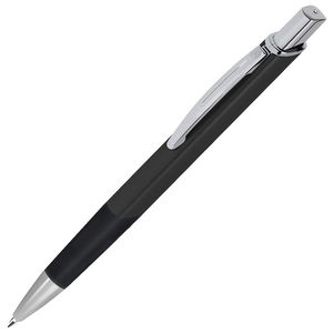 SQUARE, ручка шариковая с грипом, черный/хром, металл