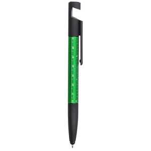 Пластиковая многофункциональня ручка с синими чернилами 1,6 x 15,5 x 1,2 cm, зеленый