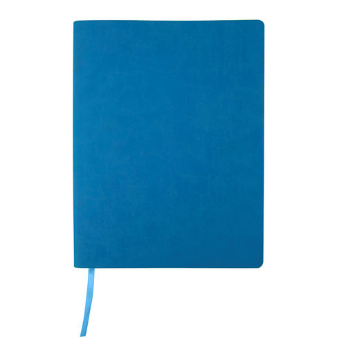 Бизнес-блокнот Biggy, B5 формат, голубой, серый форзац, мягкая обложка, в клетку