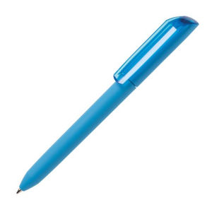 Ручка шариковая FLOW PURE,лазурный корпус/прозрачный клип, покрытие soft touch, пластик