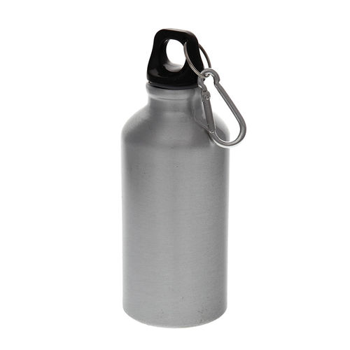 Бутылка для воды Mento, алюминиевая, с карабином, 400 мл., серебро