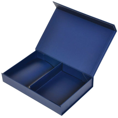 Коробка подарочная складная,  темно-синий,  16*24*4  см,  кашированный картон, тиснение, самосборная