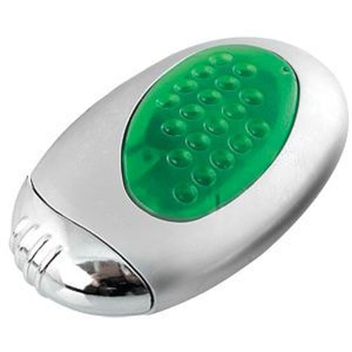 Зажигалка Классика с подсветкой; серебристый с зеленым; 3,5х1,6х6 см; металл, пластик; лазерная гр