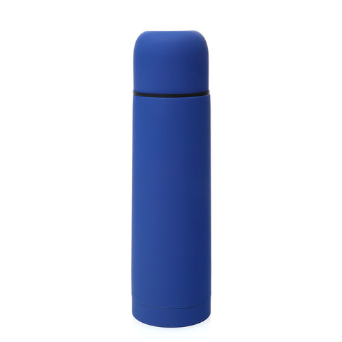 Термос вакуумный Flask,сталь с покрытием софт тач, синий, 500 мл.