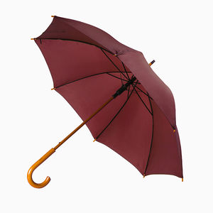 Зонт-трость механический, деревянная ручка, нейлон, D=105, бордовый