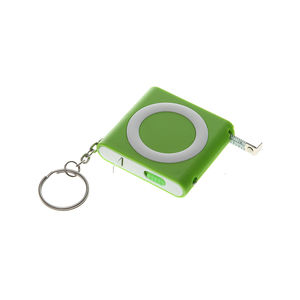 Брелок-рулетка (1м) с фонариком; зеленая, 5х5х1,2см, пластик