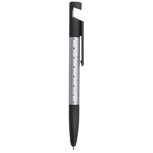 Пластиковая многофункциональня ручка с синими чернилами 1,6 x 15,5 x 1,2 cm, серебро
