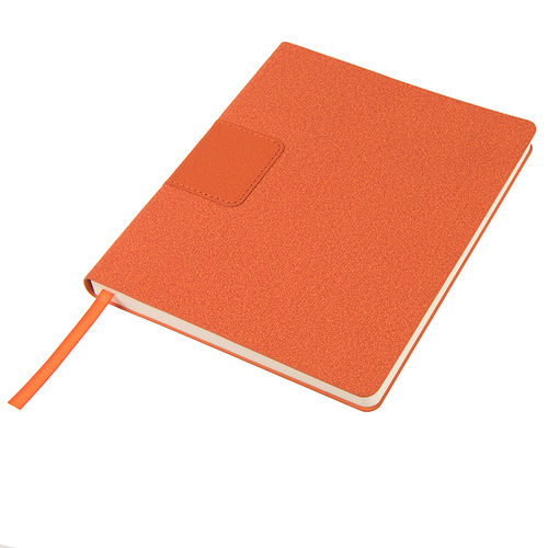 Бизнес-блокнот Tweedi, 150х180 мм, оранжевый, кремовая бумага, гибкая обложка, в линейку