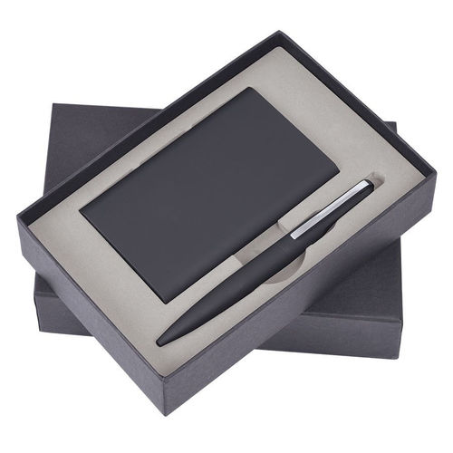 Набор Mirror: универсальное зарядное устройство (6000мАh) и ручка, черный, 17,5х11х4см, металл