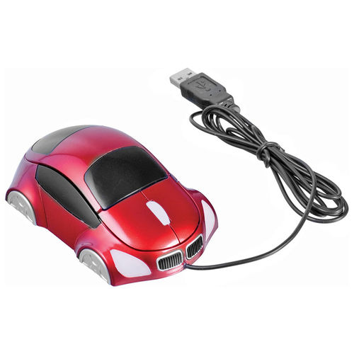 Мышь компьютерная оптическая Автомобиль; красный; 10,4х6,4х3,7см; пластик; тампопечать