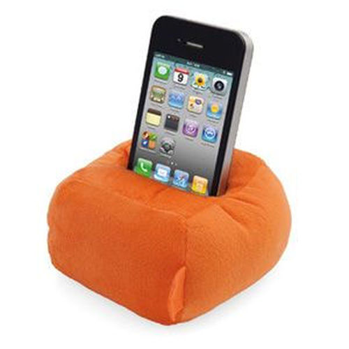 Подставка для мобильного телефона Пуф; оранжевая; 12х6х12см; полиэстер; 