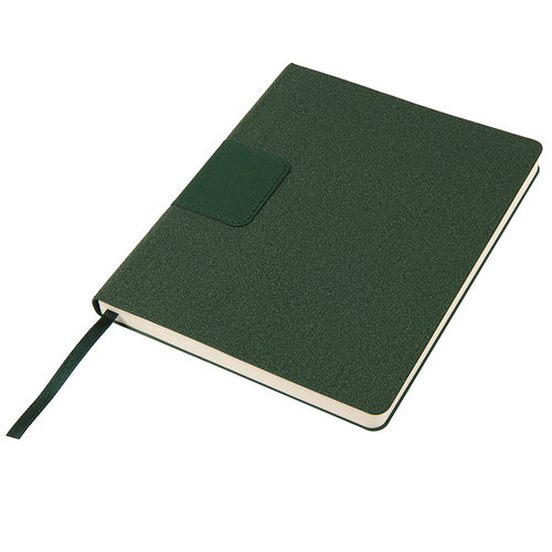 Бизнес-блокнот Tweedi, 150х180 мм, темно-зеленый, кремовая бумага, гибкая обложка, в линейку