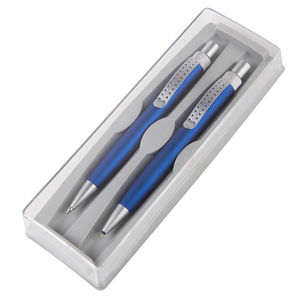 SUMO SET, набор в футляре: ручка шариковая и карандаш механический, синий/серебристый, металл/пласти
