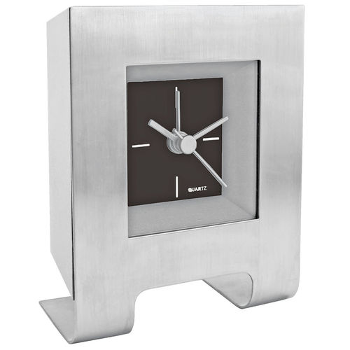 Часы настольные с будильником Дизайн; черный; 8,5х4,5х11 см; металл, пластик; лазерная гравировка