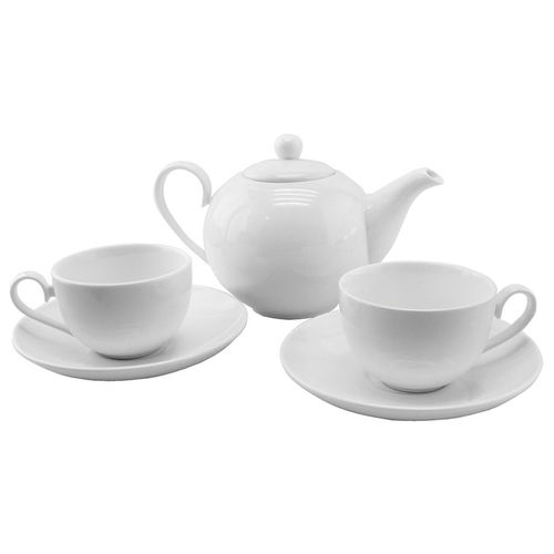 Чайный набор Five o`clock:чайник и две чайные пары; 35,5х18,5х12,5см, 650мл, 190мл; фарфор; деколь