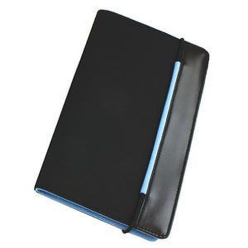 Визитница New Style на резинке  (60 визиток),  черный с голубым; 19,8х12х2 см; нейлон; 