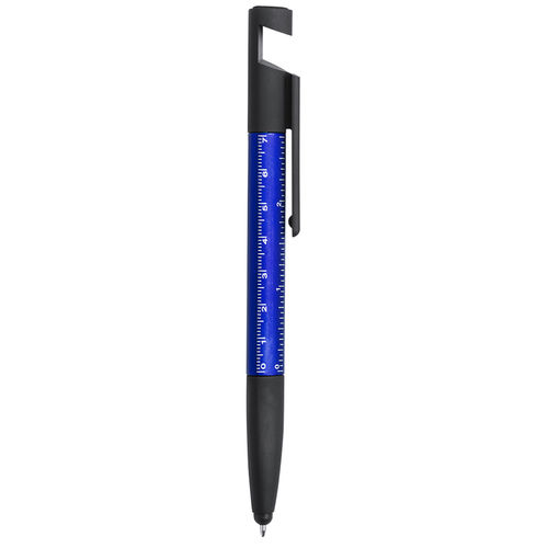 Пластиковая многофункциональня ручка с синими чернилами 1,6 x 15,5 x 1,2 cm, синий