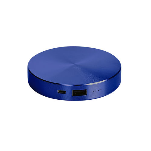 Универсальное зарядное устройство UFO (6000mAh) в подарочной коробке,синий, 8,6х1,5 см,металл