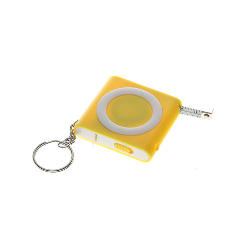 Брелок-рулетка (1м) с фонариком; желтая, 5х5х1,2см, пластик