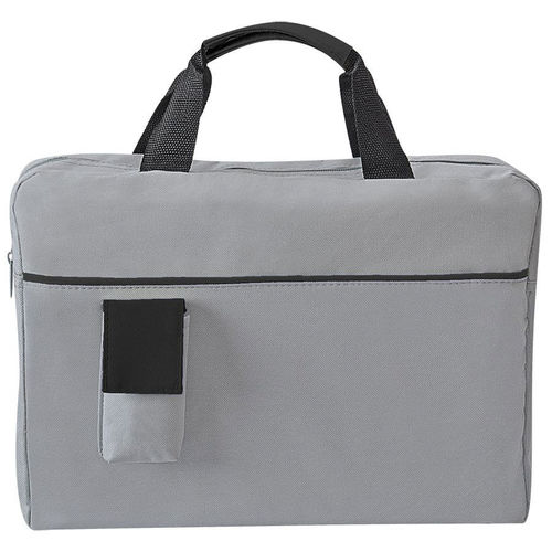 Конференц-сумка Sense; серый с черным; 37х27x8 см; полиэстер; шелкография