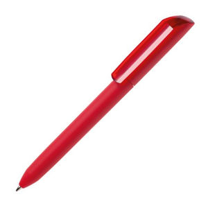 Ручка шариковая FLOW PURE,красный корпус/прозрачный клип, покрытие soft touch, пластик