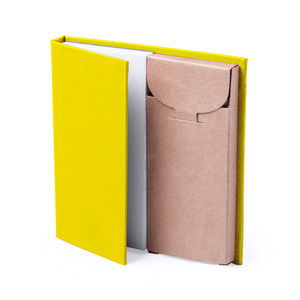 Набор LUMAR: листы для записи (60шт) и цветные карандаши (6шт), желтый, картон, дерево