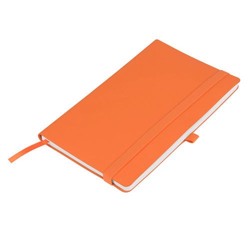Бизнес-блокнот Gracy, 130х210 мм, оранжев., кремовая бумага, гибкая обложка, в линейку, на резинке