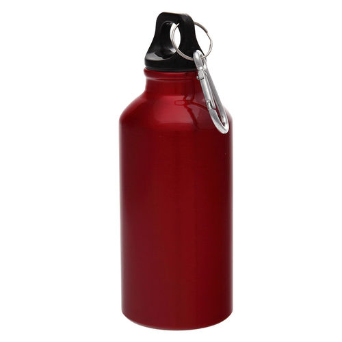 Бутылка для воды Mento, алюминиевая, с карабином, 400 мл., красный
