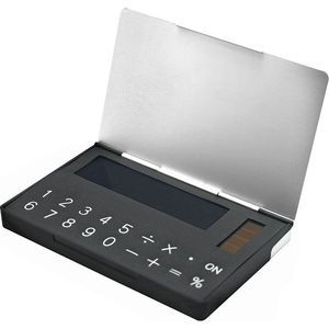 Калькулятор с визитницей; 9,8х6,1х1 см; металл,пластик; лазерная гравировка,тампопечать