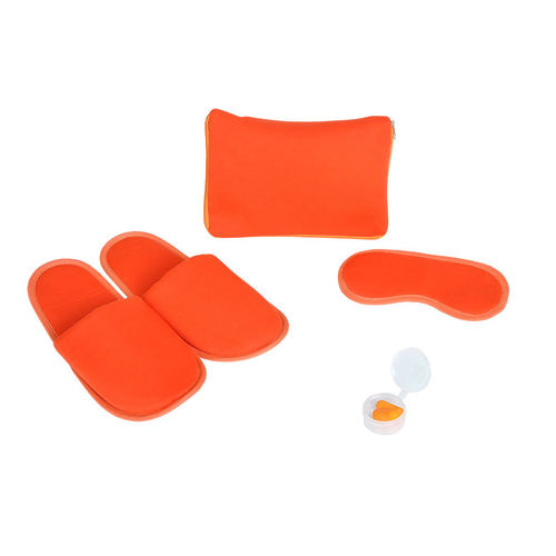 Набор дорожный Релакс: маска, беруши, тапки;  оранжевый; 20х15 см;  хлопок/нейлон