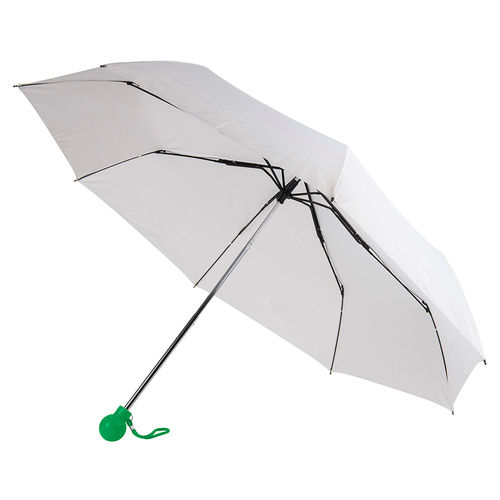 Зонт складной FANTASIA, механический, белый с зеленой ручкой