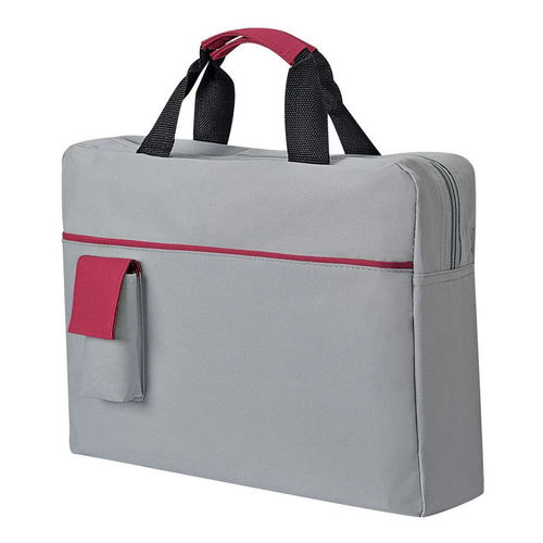 Конференц-сумка Sense; серый с красным; 37х27x8 см; полиэстер; шелкография