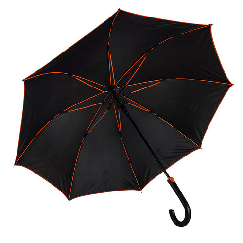Зонт-трость Back to black, полуавтомат, нейлон, черный с оранжевым